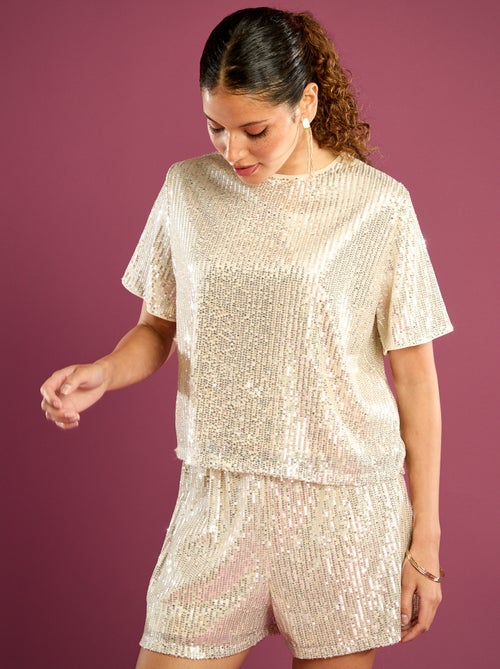 Tee-shirt de fêtes à sequins - Kiabi