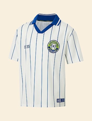 Tee-shirt de foot rayé à manches courtes