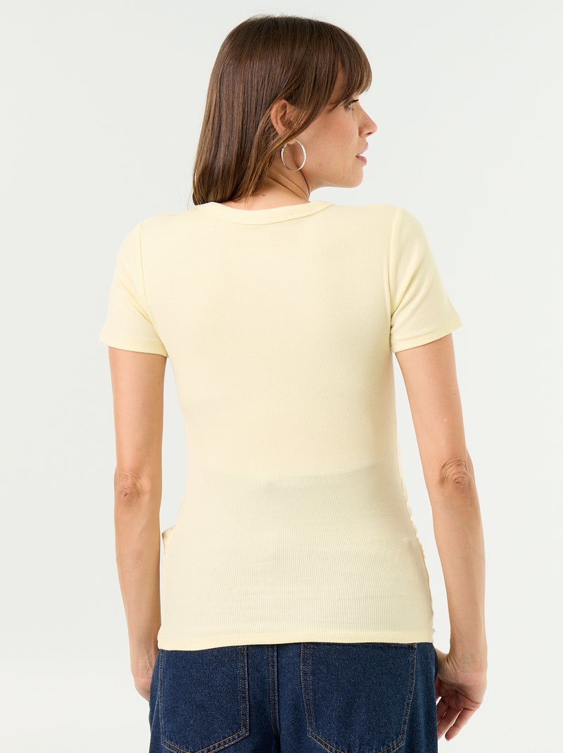 Tee-shirt de maternité côtelé Jaune - Kiabi