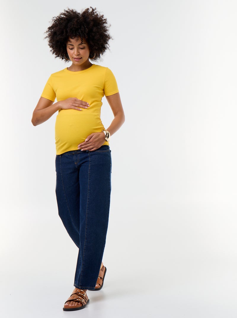 Tee-shirt de maternité côtelé Jaune - Kiabi