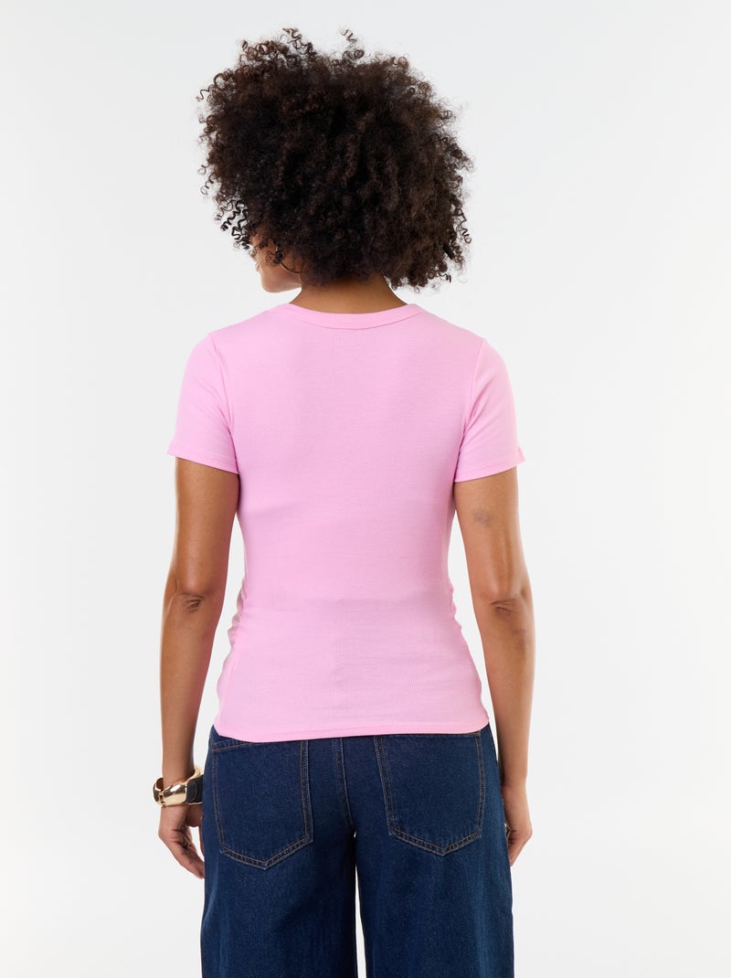 Tee-shirt de maternité côtelé Rose - Kiabi