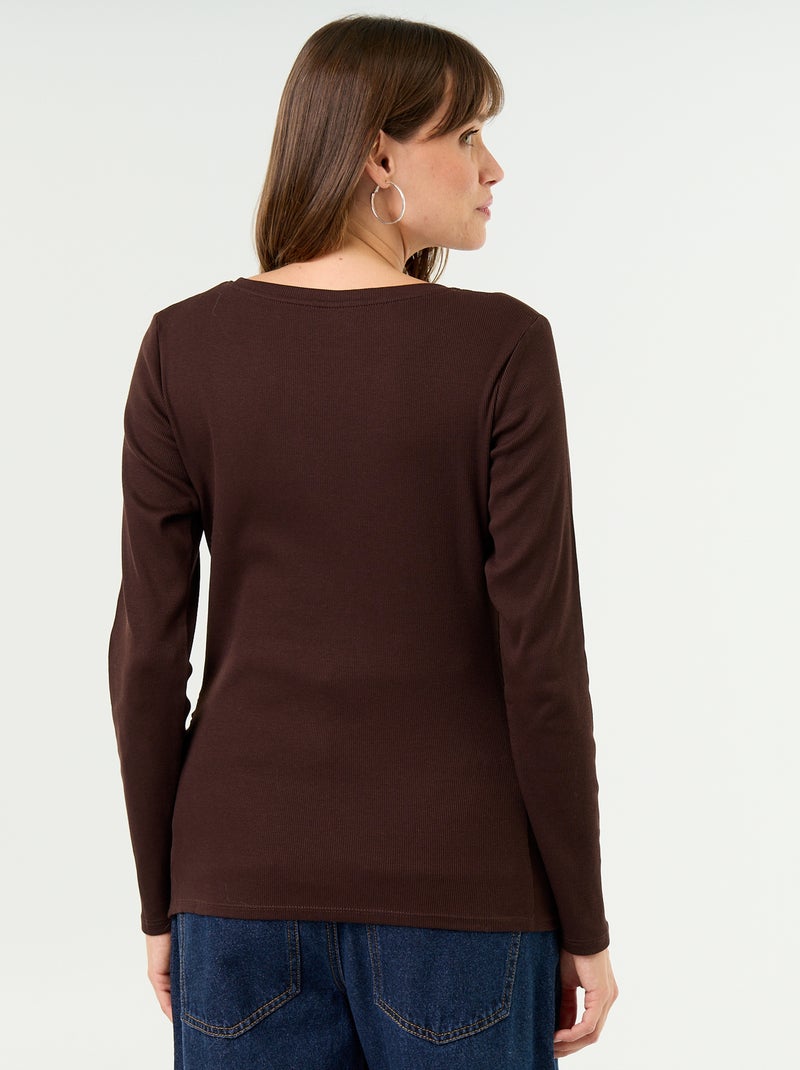 Tee-shirt de maternité en rib Marron - Kiabi