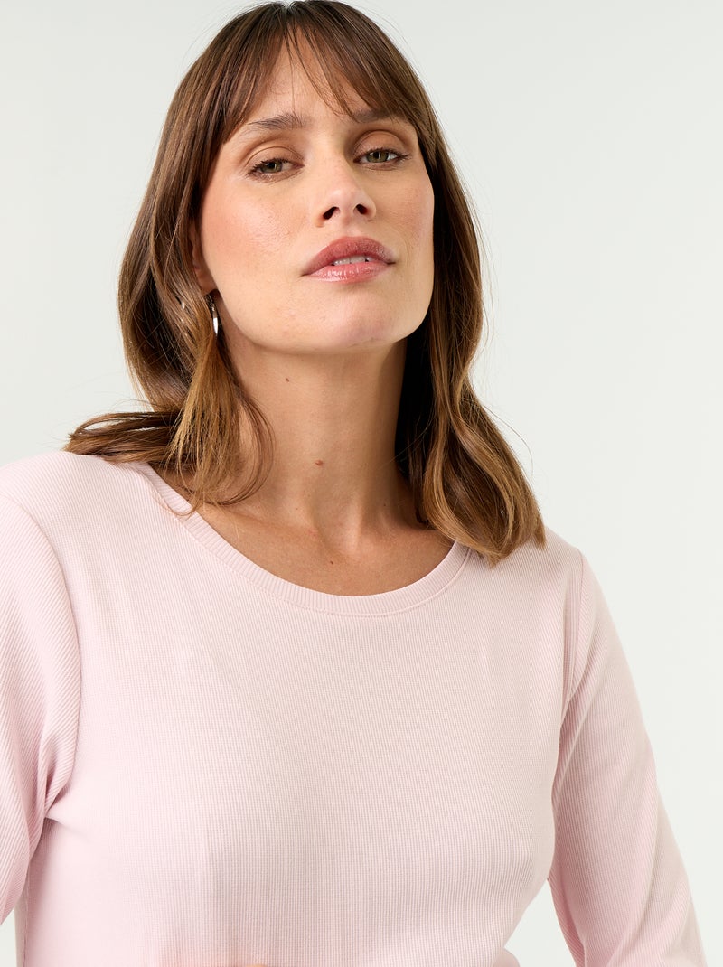 Tee-shirt de maternité en rib Rose - Kiabi
