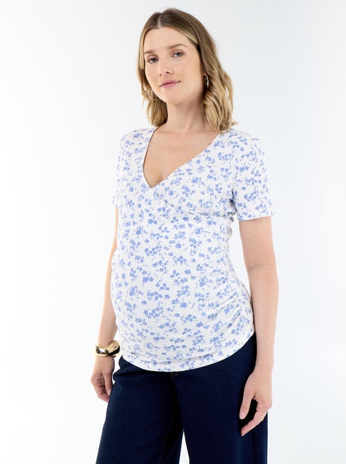 Tee-shirt de maternité encolure cache-coeur - Kiabi