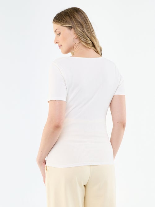 Tee-shirt de maternité encolure cache-coeur - Kiabi