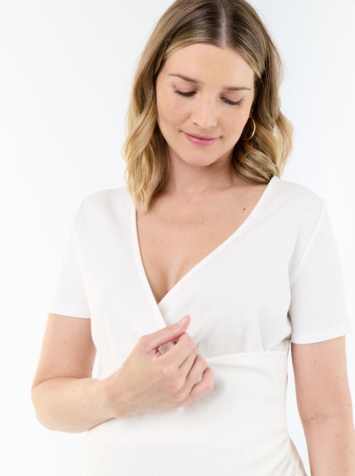 Tee-shirt de maternité encolure cache-coeur - Kiabi