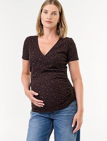 Tee-shirt de maternité encolure cache-coeur
