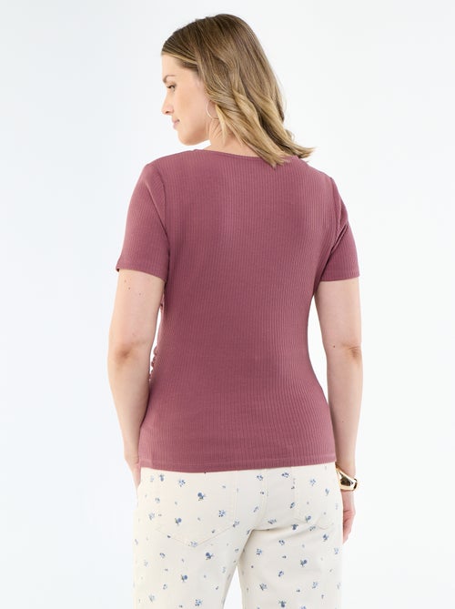 Tee-shirt de maternité encolure cache-coeur - Kiabi