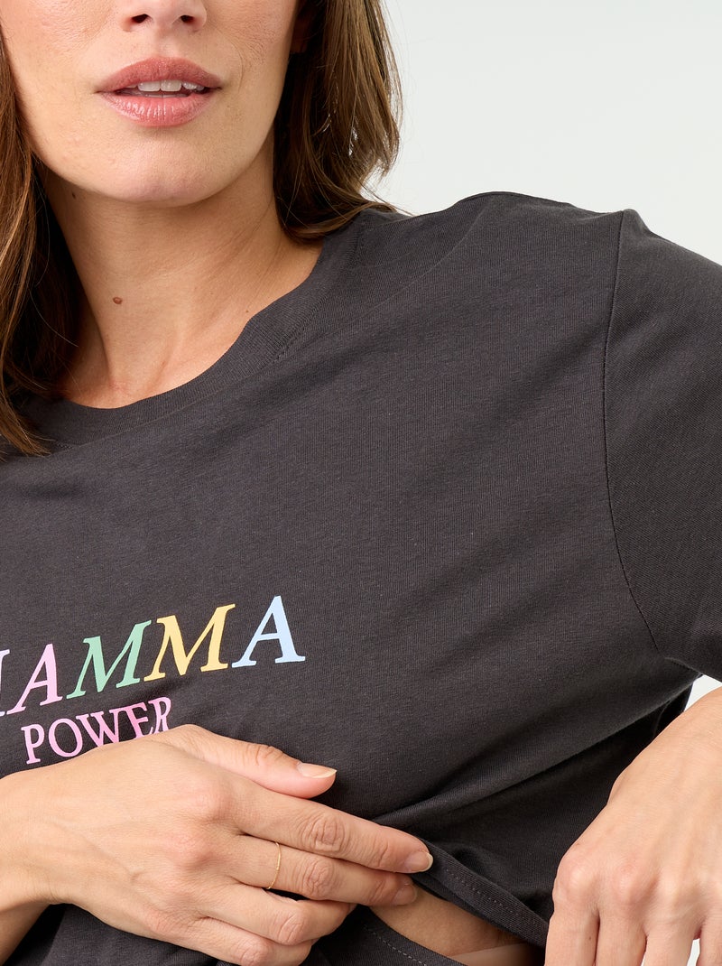 Tee-shirt de maternité imprimé Gris - Kiabi