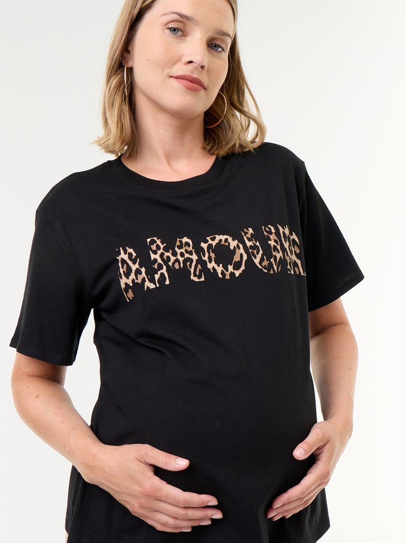 Tee-shirt de maternité imprimé Noir - Kiabi
