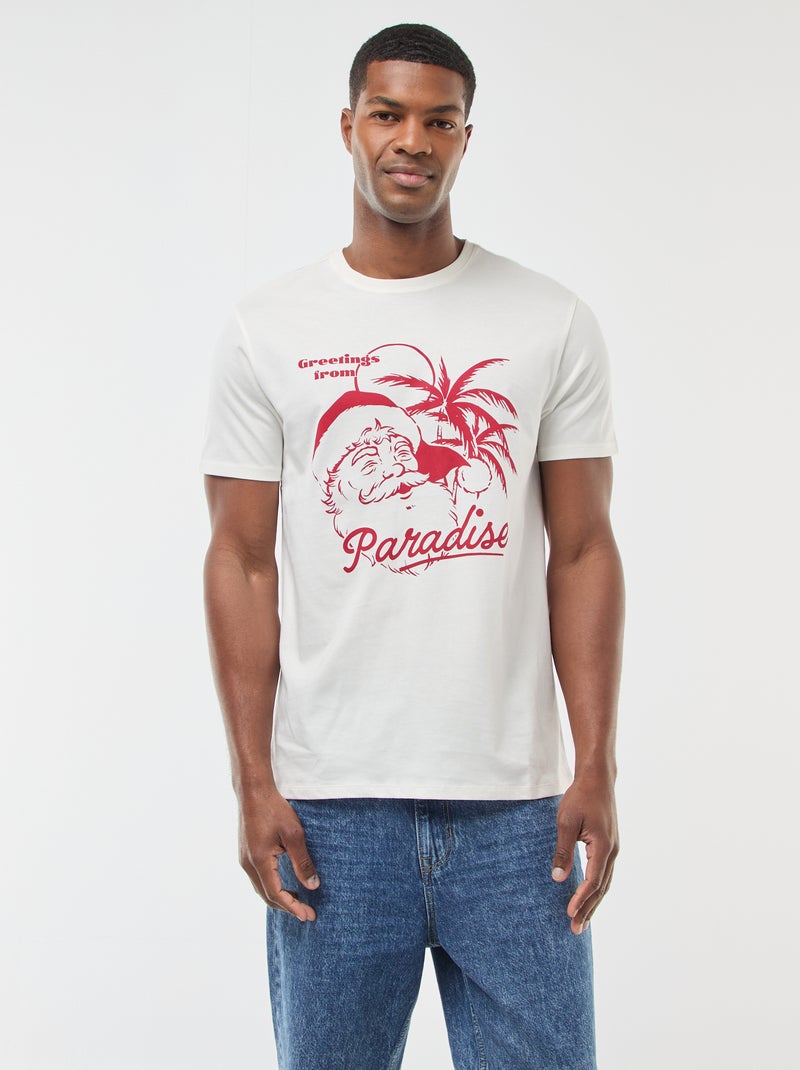 Tee Shirt Homme "Je Rêve D'un Noël Blanc, Je Boirai Le Vin Rouge" - Taille S à 2XL - Gildan - Neuf Avec étiquette