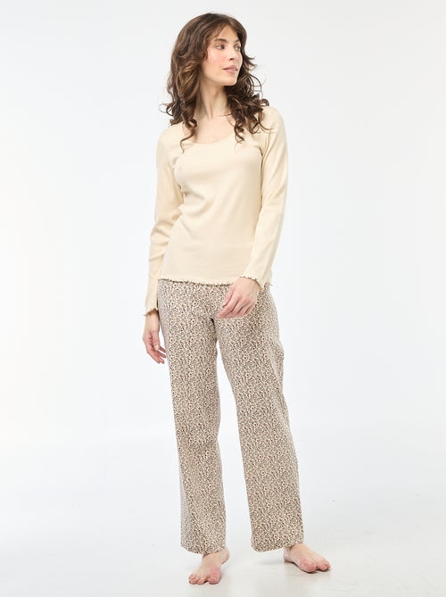 Tee-shirt de pyjama côtelé - Kiabi