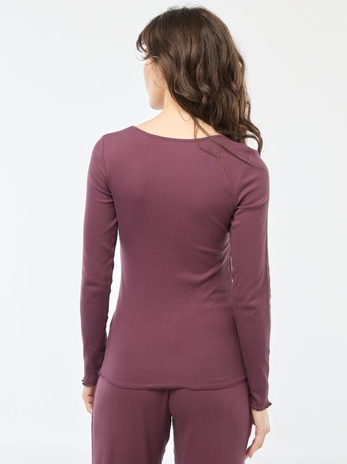 Tee-shirt de pyjama côtelé - Kiabi