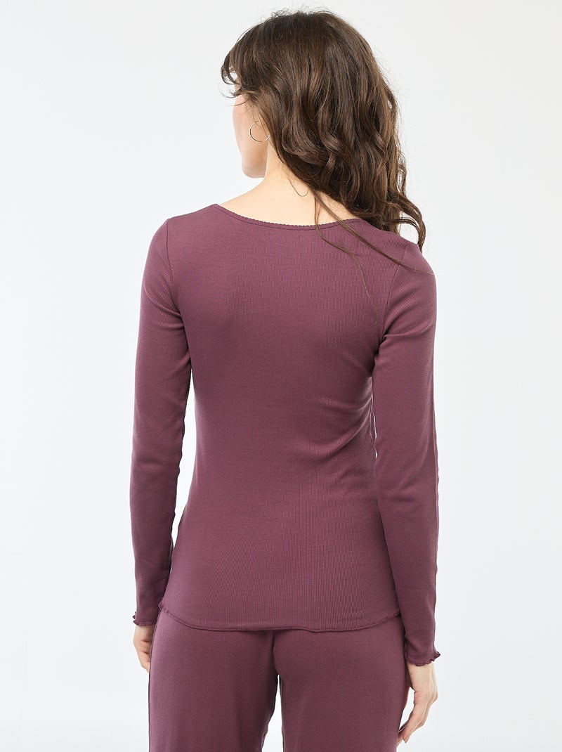Tee-shirt de pyjama côtelé Prune - Kiabi