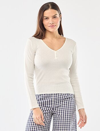 Tee-shirt de pyjama en maille pointelle