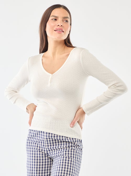 Tee-shirt de pyjama en maille pointelle - Kiabi Tee-shirt de pyjama en maille pointelle - Kiabi