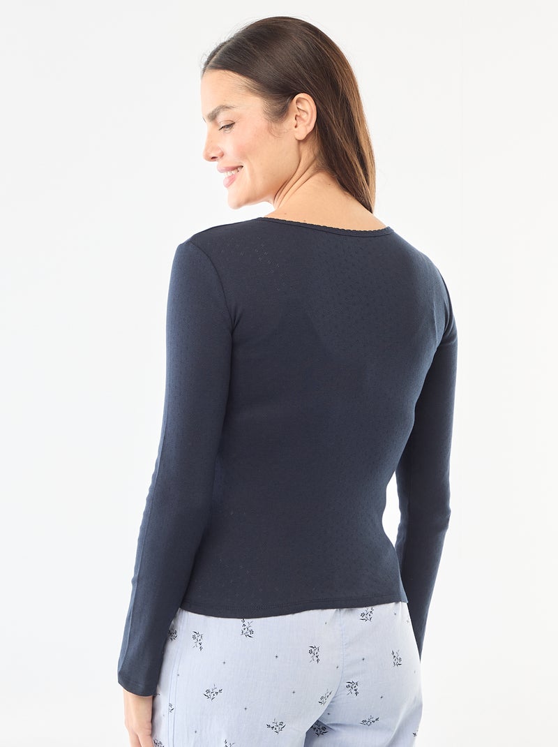 Tee-shirt de pyjama en maille pointelle Bleu - Kiabi