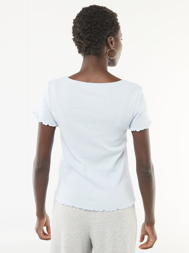 Tee-shirt de pyjama en maille pointelle Bleu - Kiabi