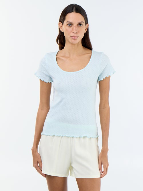 Tee-shirt de pyjama en maille pointelle - Kiabi