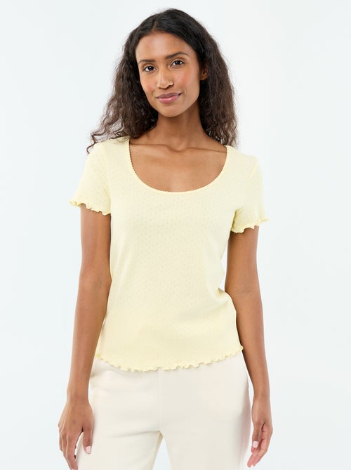 Tee-shirt de pyjama en maille pointelle - Kiabi Tee-shirt de pyjama en maille pointelle - Kiabi