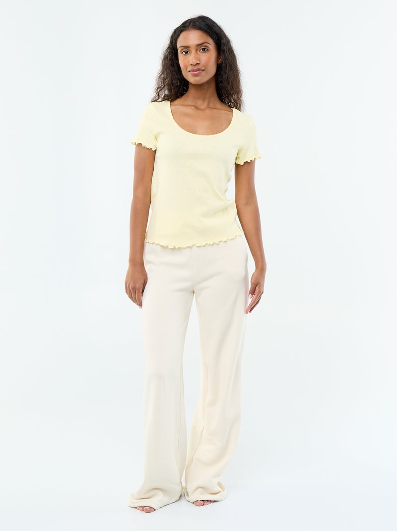 Tee-shirt de pyjama en maille pointelle Jaune - Kiabi
