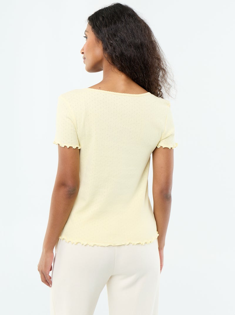 Tee-shirt de pyjama en maille pointelle Jaune - Kiabi
