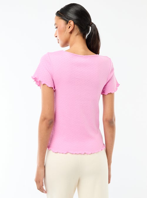 Tee-shirt de pyjama en maille pointelle - Kiabi