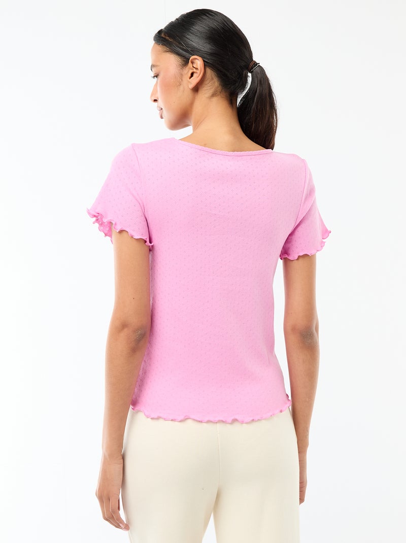 Tee-shirt de pyjama en maille pointelle Rose - Kiabi