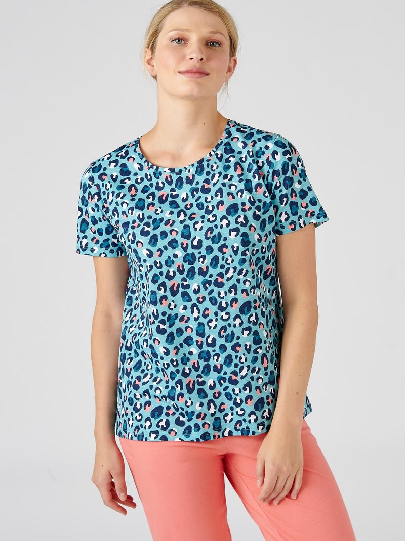 Tee-shirt de pyjama en pur coton peigné - Damart Bleu - Kiabi