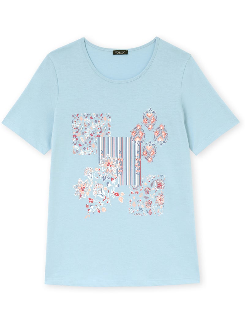 Tee-shirt de pyjama maille coton - DAXON Bleu clair - Kiabi