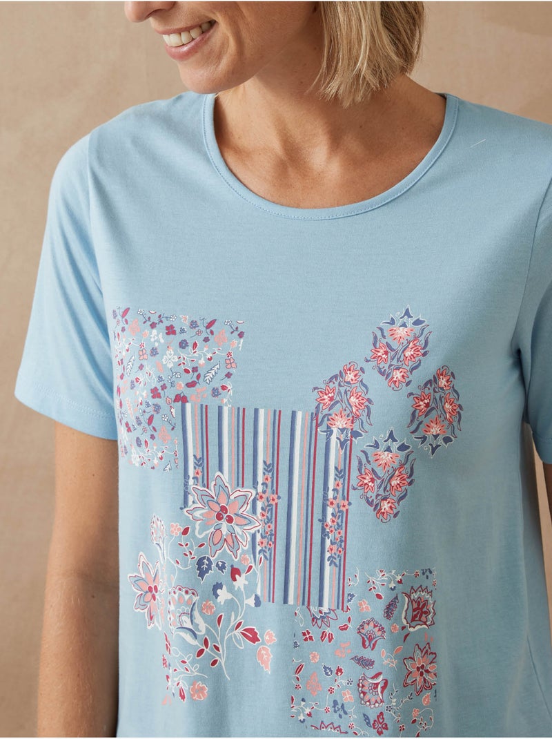 Tee-shirt de pyjama maille coton - DAXON Bleu clair - Kiabi