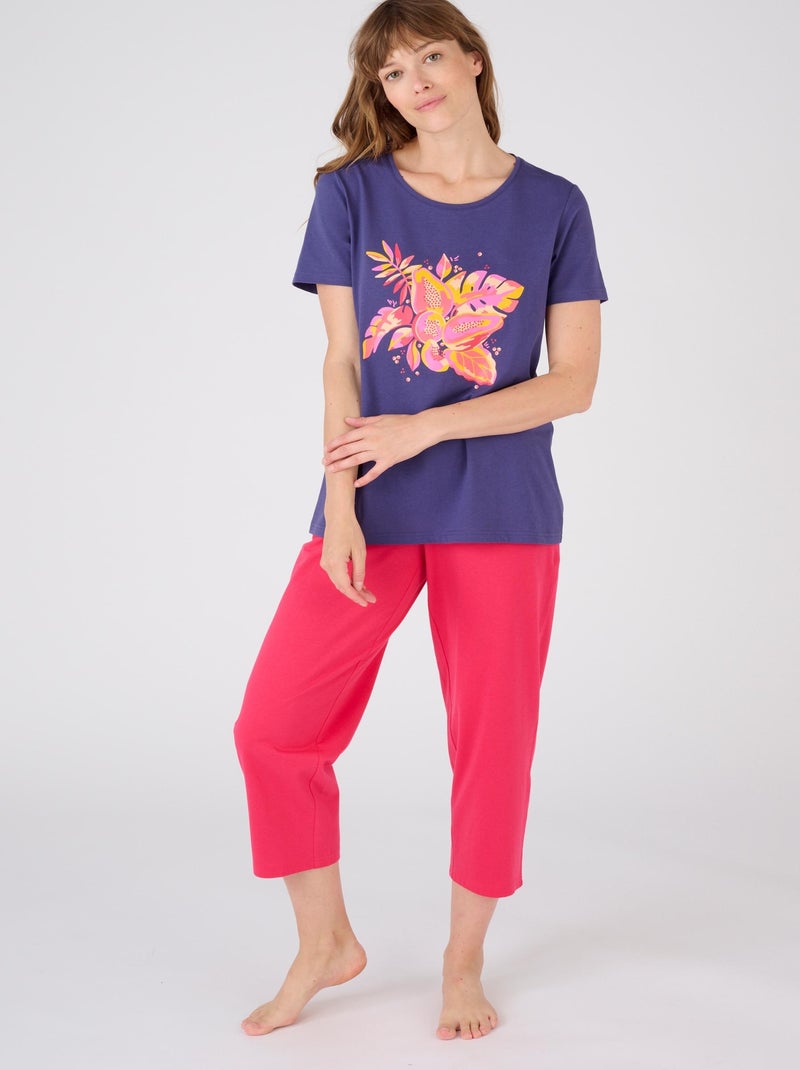 Tee-shirt de pyjama pur coton - Damart Bleu nuit - Kiabi