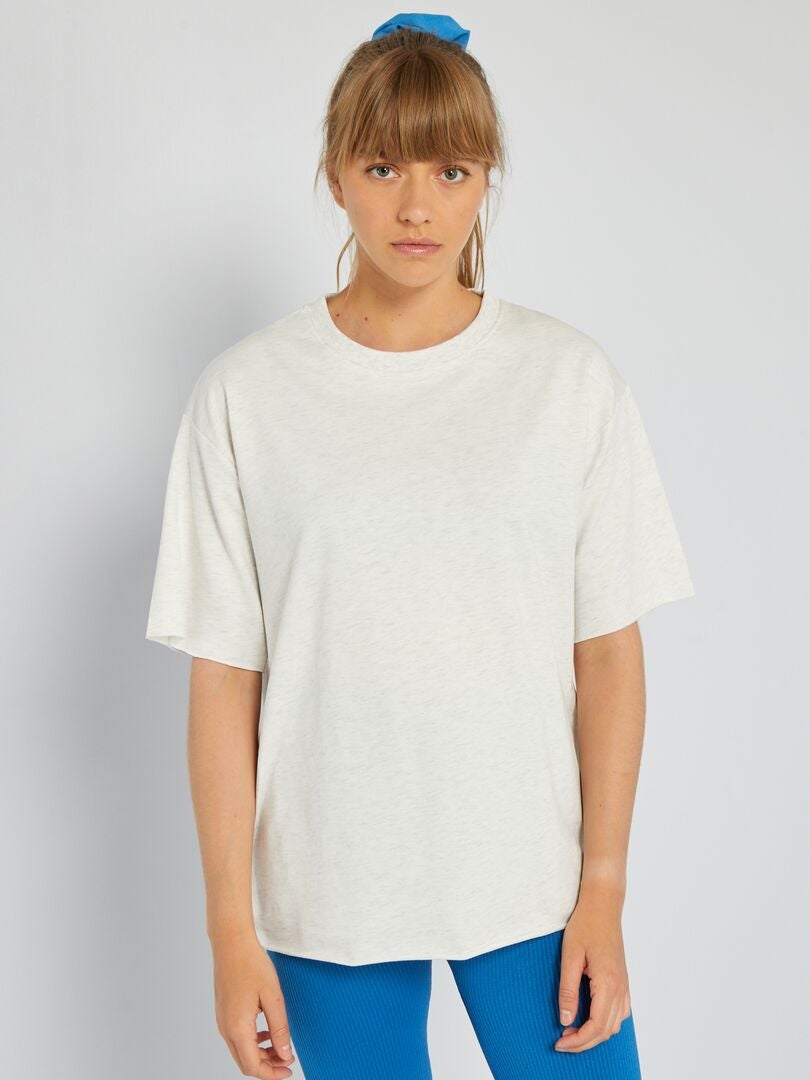 Crewhpo Tee Shirt Sport Femme à Manches Courtes T Shirt Yoga Col Rond T- Shirts Et Tops De Sport Respirant Haut Running Coupe Ample Top De Fitness Pilates Léger