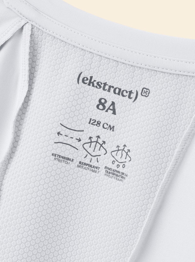 Tee-shirt de sport fluide manches courtes (Ekstract) Blanc - Kiabi