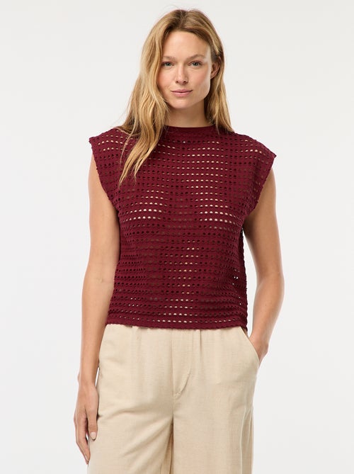 Tee-shirt débardeur en crochet ajouré - Kiabi
