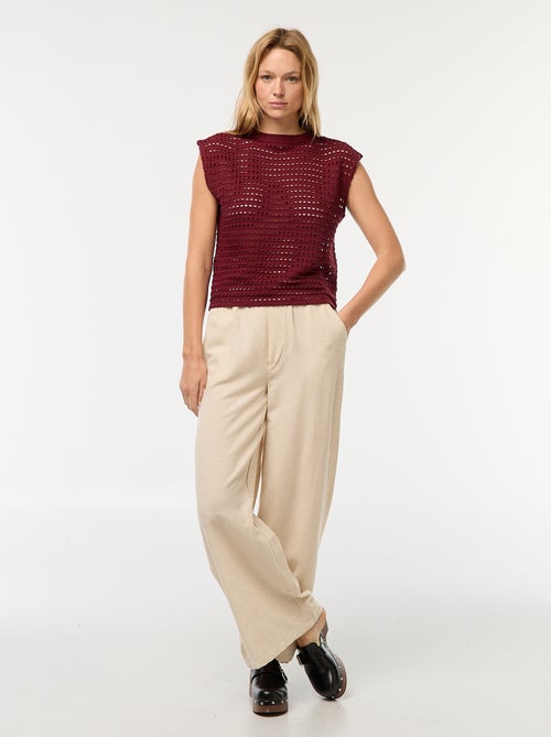 Tee-shirt débardeur en crochet ajouré - Kiabi