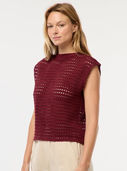 Tee-shirt débardeur en crochet ajouré - Kiabi