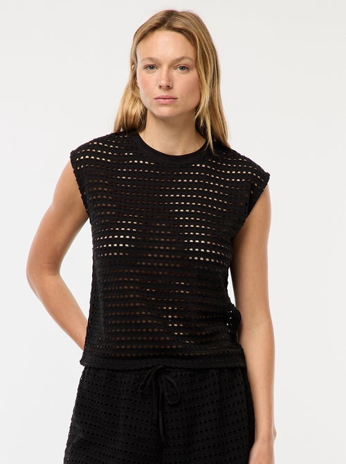 Tee-shirt débardeur en crochet ajouré - Kiabi