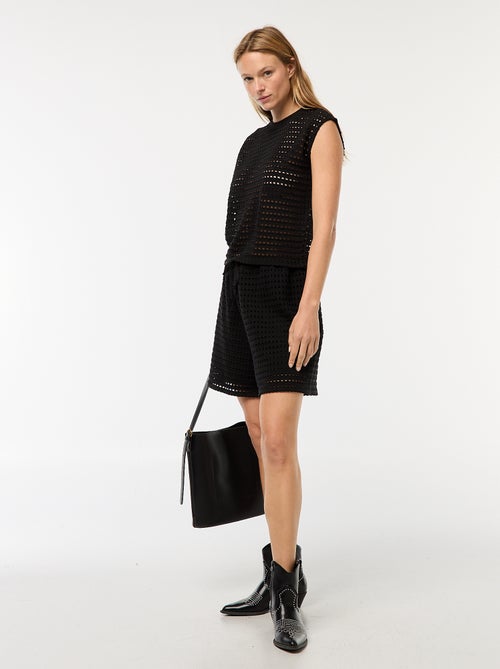 Tee-shirt débardeur en crochet ajouré - Kiabi