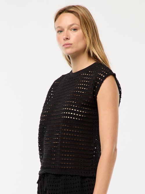 Tee-shirt débardeur en crochet ajouré - Kiabi
