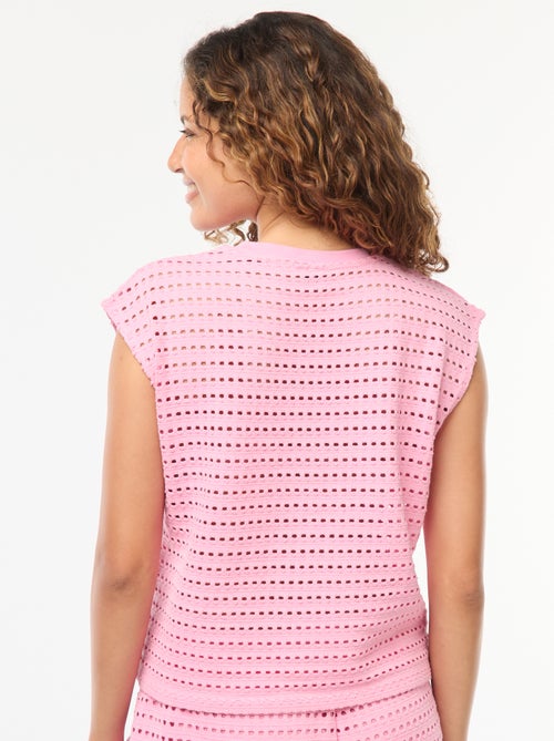Tee-shirt débardeur en crochet ajouré - Kiabi