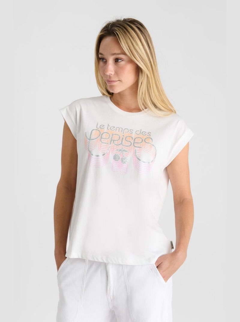 Tee-Shirt DELFINO 'Le Temps Des Cerises' Blanc - Kiabi