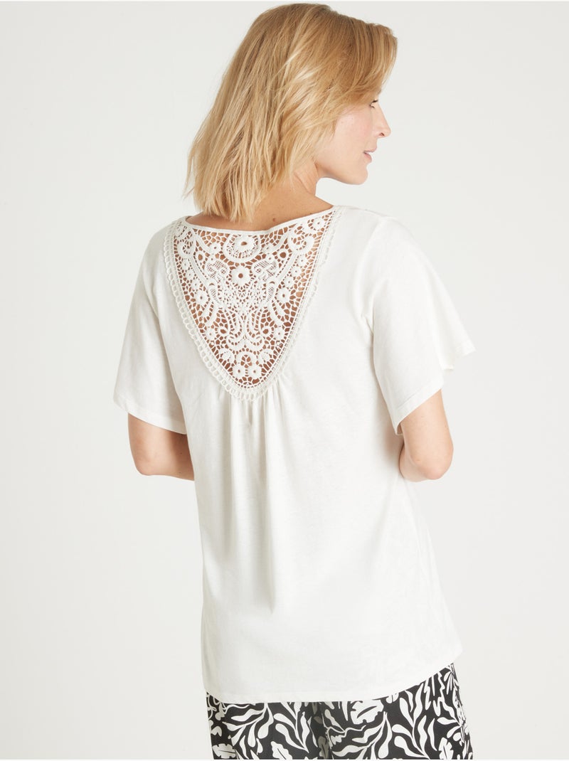 Tee-shirt dentelle au dos - DAXON Blanc Blanc - Kiabi