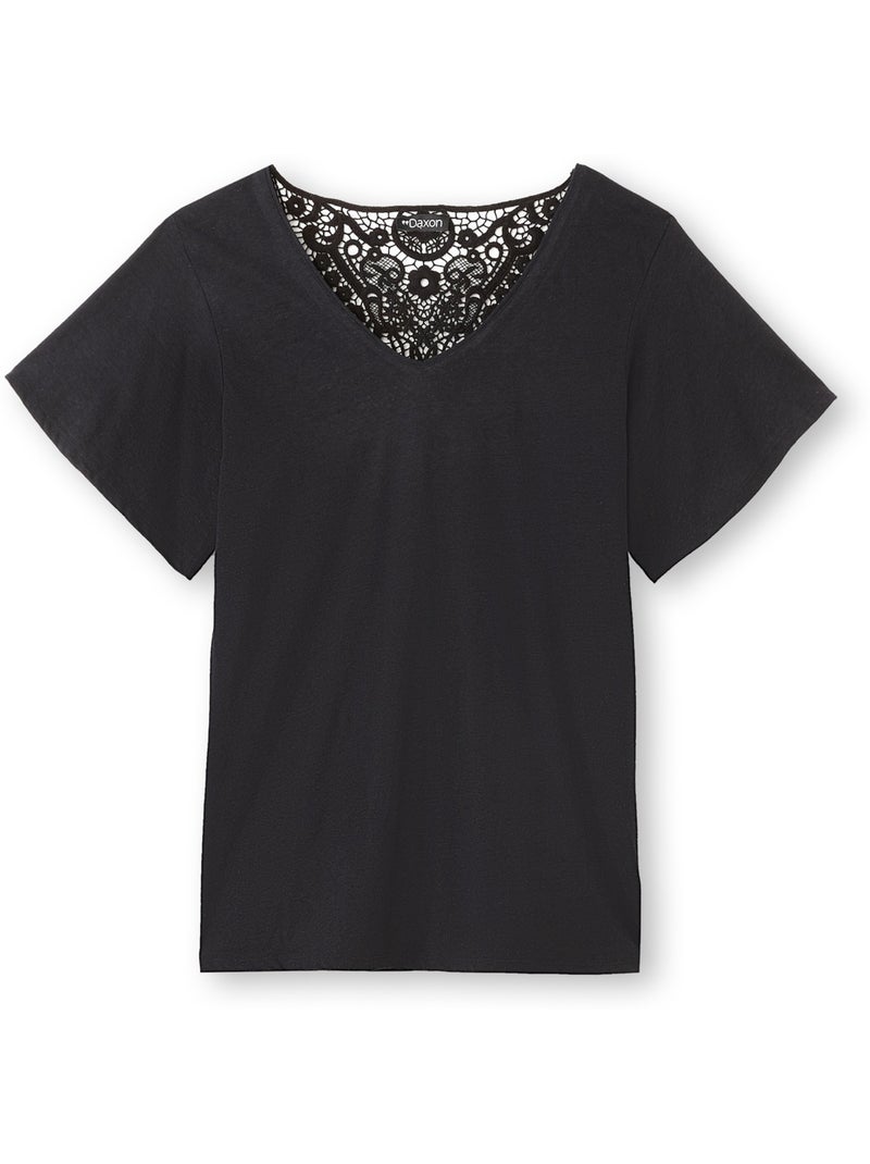 Tee-shirt dentelle au dos - DAXON Noir Noir - Kiabi