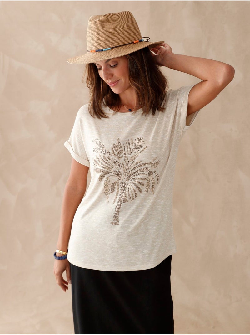 Tee-shirt détails cloutés - DAXON Ecru - Kiabi