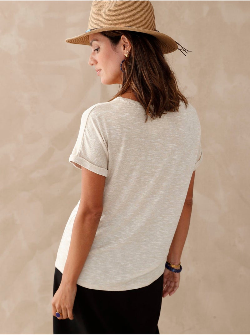 Tee-shirt détails cloutés - DAXON Ecru - Kiabi