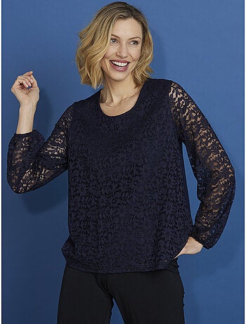 Tee-shirt devant et manches en dentelle - DAXON