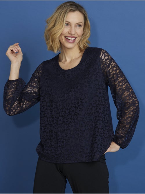 Tee-shirt devant et manches en dentelle - DAXON - Kiabi