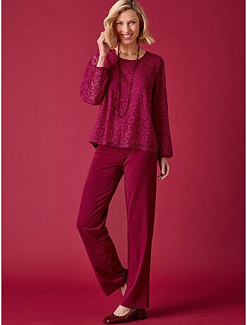 Tee-shirt devant et manches en dentelle - DAXON