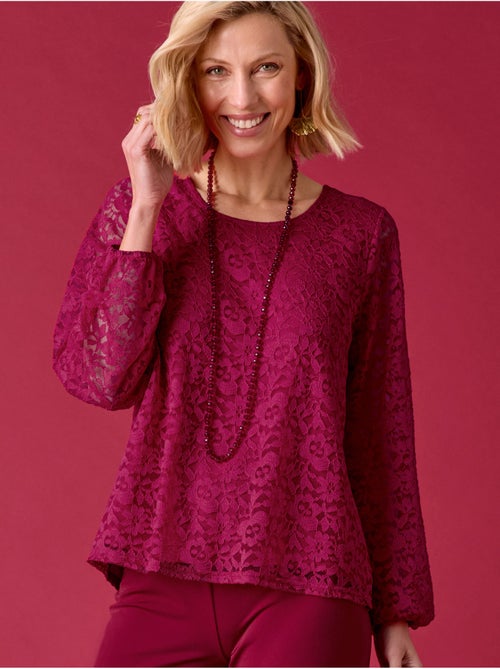 Tee-shirt devant et manches en dentelle - DAXON - Kiabi